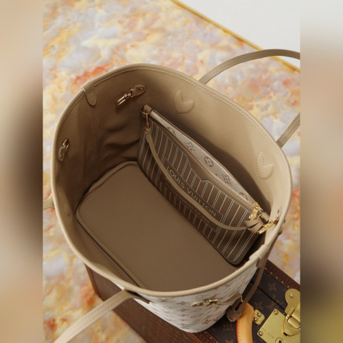 頂級原單 163變碼芯片 頭層牛皮，型號：M25665 這款雙面設計的Neverfull Inside Out MM完美包款
