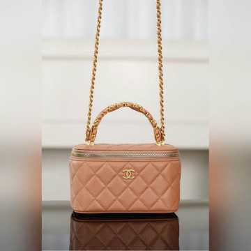 頂級進口原廠皮 所見即所得！ Chanel 25B VANITY系列化妝盒 焦糖色