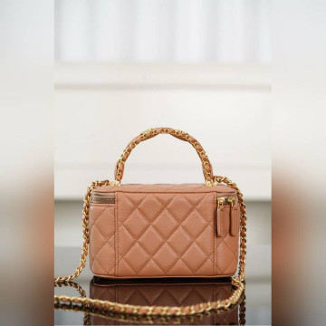 頂級進口原廠皮 所見即所得！ Chanel 25B VANITY系列化妝盒 焦糖色