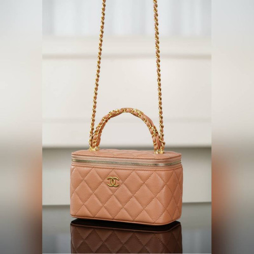 頂級進口原廠皮 所見即所得！ Chanel 25B VANITY系列化妝盒 焦糖色