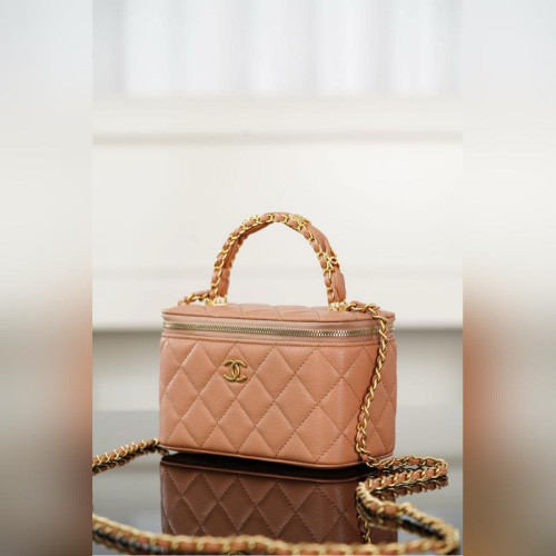 頂級進口原廠皮 所見即所得！ Chanel 25B VANITY系列化妝盒 焦糖色