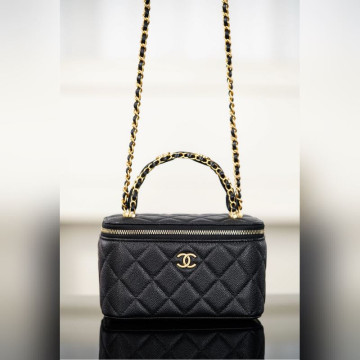 頂級進口原廠皮 所見即所得！ Chanel 25B VANITY系列化妝盒 黑金