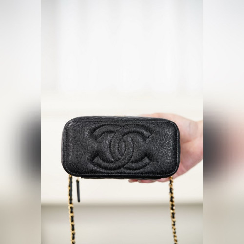頂級進口原廠皮 所見即所得！ Chanel 25B VANITY系列化妝盒 黑金