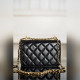 頂級進口原廠皮CHANEL 25S 雙金球CF MINI 19cm 黑色