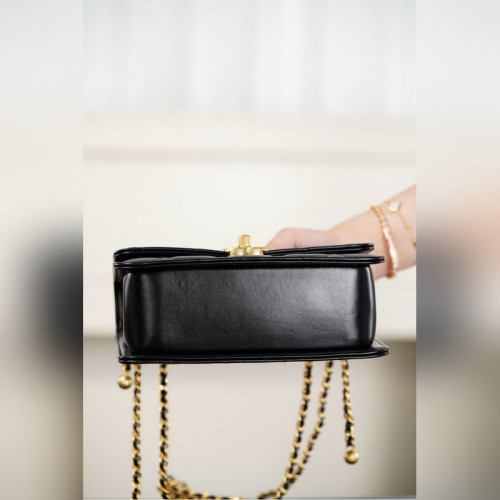 頂級進口原廠皮CHANEL 25S 雙金球CF MINI 19cm 黑色