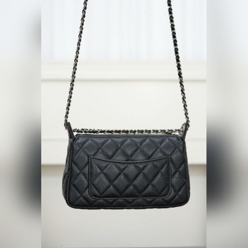 頂級進口原廠皮Chanel 25A隐藏款 麻将包 黑金