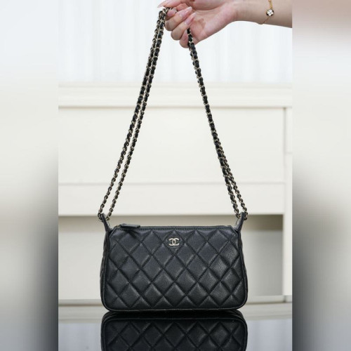 頂級進口原廠皮Chanel 25A隐藏款 麻将包 黑金
