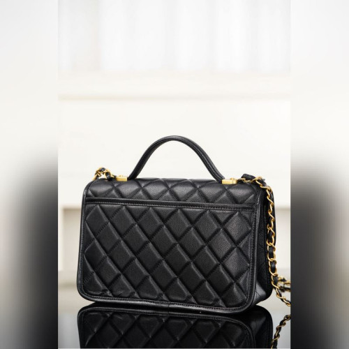 頂級進口原廠皮Chanel 25B 四葉草金幣郵差包 黑金