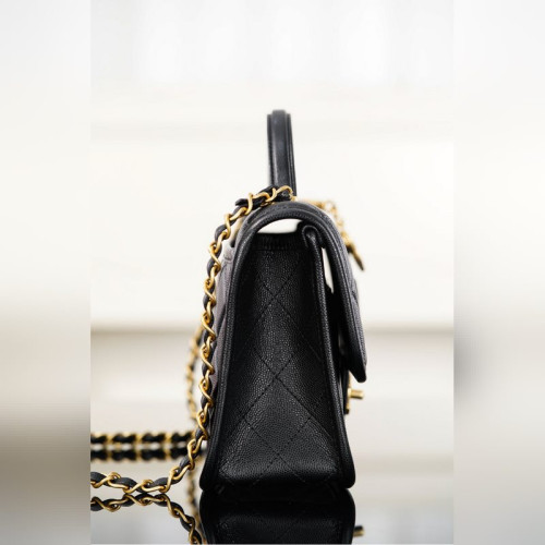 頂級進口原廠皮Chanel 25B 四葉草金幣郵差包 黑金