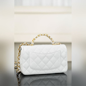 頂級進口原廠皮Chanel 25B 雙C手柄 CF大mini 白金色