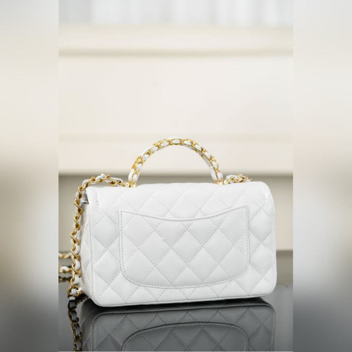 頂級進口原廠皮Chanel 25B 雙C手柄 CF大mini 白金色