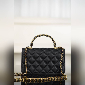 頂級進口原廠皮Chanel 25B 雙C手柄 風琴woc 黑色