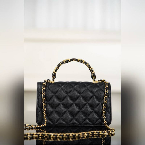 頂級進口原廠皮Chanel 25B 雙C手柄 風琴woc 黑色