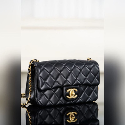 頂級進口原廠皮Chanel 25B 雙C鍊條CF 大mini 黑色