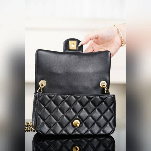 頂級進口原廠皮Chanel 25B 雙C鍊條CF 大mini 黑色