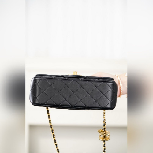 頂級進口原廠皮Chanel 25B 雙C鍊條CF 大mini 黑色