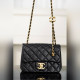 頂級進口原廠皮Chanel 25B 雙C鍊條方胖子 黑色小號