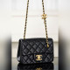 頂級進口原廠皮Chanel 25B 雙C鍊條方胖子 黑色小號