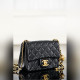 頂級進口原廠皮Chanel 25B 雙C鍊條方胖子 黑色小號