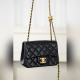 頂級進口原廠皮Chanel 25B 雙C鍊條方胖子 黑色小號