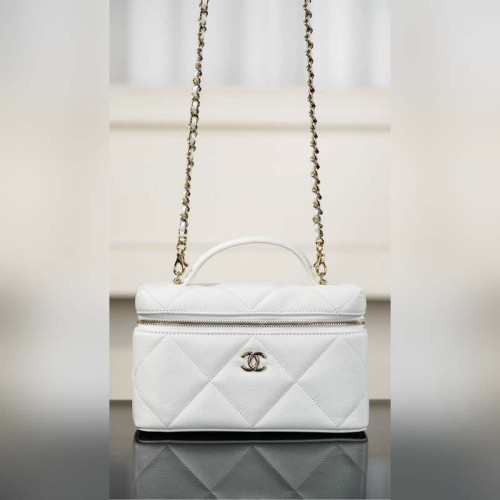 頂級進口原廠皮Chanel 25k 大菱格牛皮LP盒子包 白金