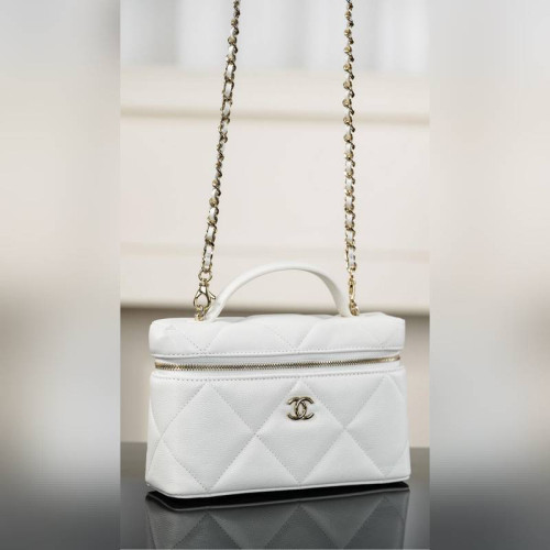 頂級進口原廠皮Chanel 25k 大菱格牛皮LP盒子包 白金