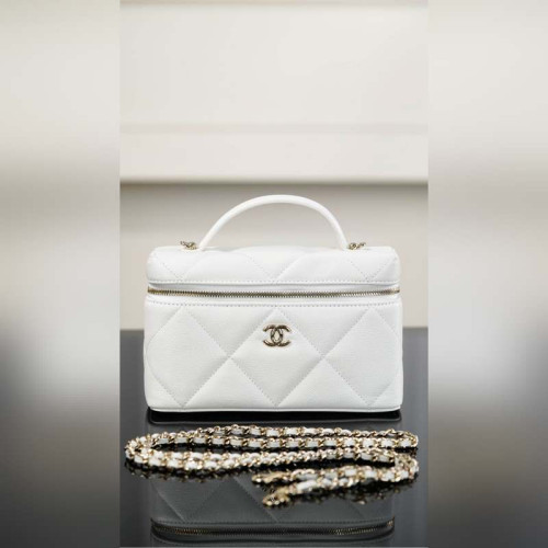 頂級進口原廠皮Chanel 25k 大菱格牛皮LP盒子包 白金