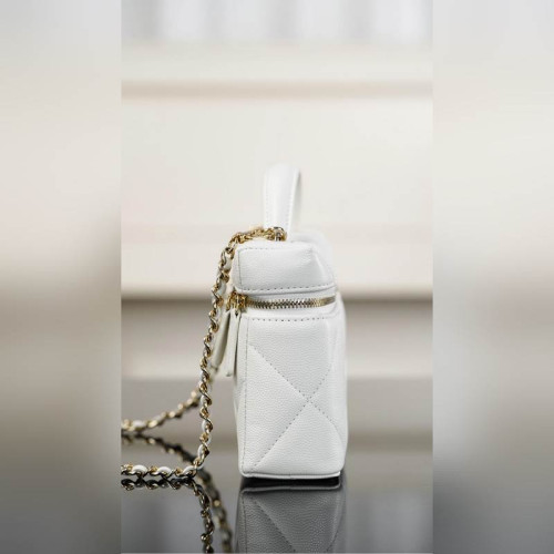 頂級進口原廠皮Chanel 25k 大菱格牛皮LP盒子包 白金