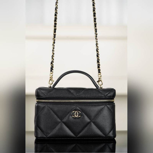 頂級進口原廠皮Chanel 25k 大菱格牛皮LP盒子包 黑金