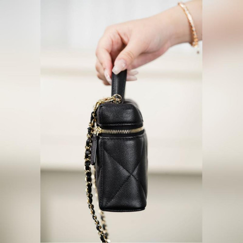 頂級進口原廠皮Chanel 25k 大菱格牛皮LP盒子包 黑金