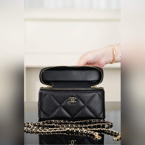 頂級進口原廠皮Chanel 25k 大菱格牛皮LP盒子包 黑金