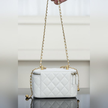 頂級進口原廠皮Chanel 25s 雙金珠長盒子 白金