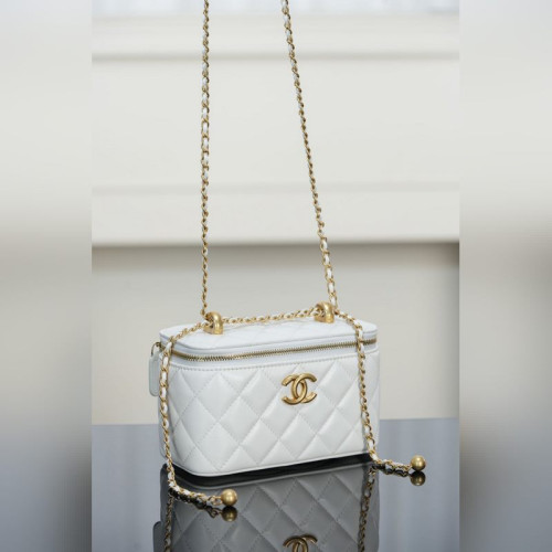 頂級進口原廠皮Chanel 25s 雙金珠長盒子 白金