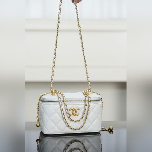 頂級進口原廠皮Chanel 25s 雙金珠長盒子 白金