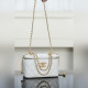 頂級進口原廠皮Chanel 25s 雙金珠長盒子 白金