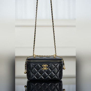 頂級進口原廠皮Chanel 25s 雙金珠長盒子 黑金