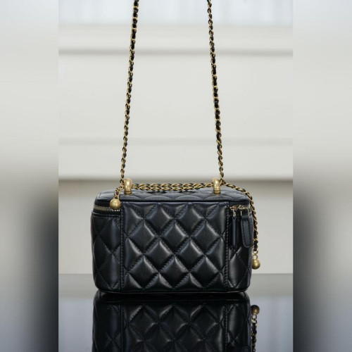 頂級進口原廠皮Chanel 25s 雙金珠長盒子 黑金