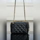 頂級進口原廠皮Chanel 25s 雙金珠長盒子 黑金