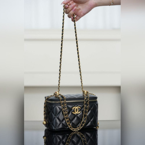頂級進口原廠皮Chanel 25s 雙金珠長盒子 黑金