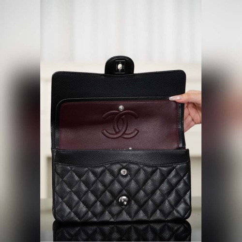 頂級進口原廠皮Classic Flap 經典口蓋包 正品皮 大球紋 黑銀中號