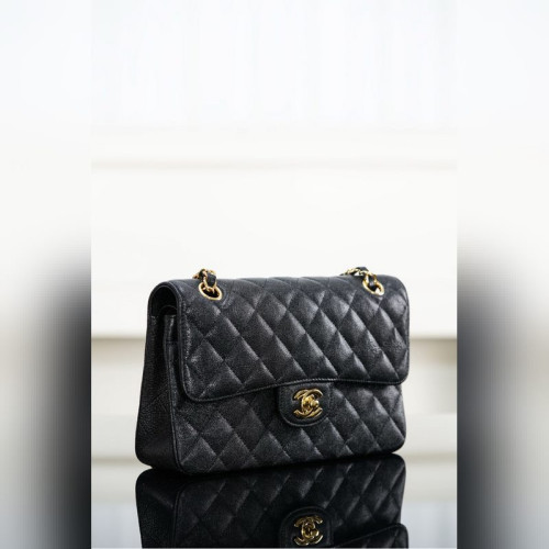頂級進口原廠皮Classic Flap 經典口蓋包 正品胎牛皮 黑金小號