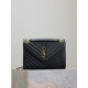 黑色金扣V型Monogram中號魚子醬信封包，型號487206