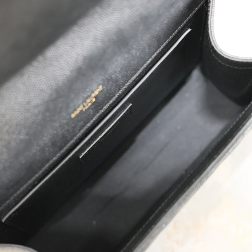 黑色金扣V型Monogram中號魚子醬信封包，型號487206