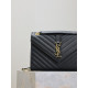 黑色金扣V型Monogram中號魚子醬信封包，型號487206